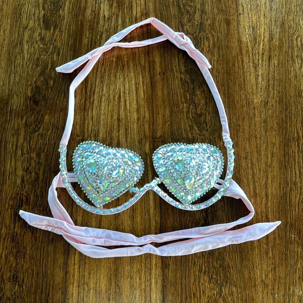 Bedazzled Sequined Heart Rave Bra